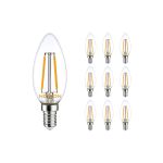 Flerpack 10x Noxion Lucent LED E14 Kronljus Filament Klar 2.5W 250lm - 827 Extra Varm Vit | Ersättare 25W