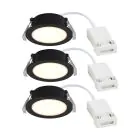 Flerpack 3x Nordlux Downlight Olea Svart 4.4W 345lm 110D - 930 | 68mm - IP65 - Bästa Färgåtergivning