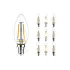 Flerpack 10x Noxion Lucent LED E14 Kronljus Filament Klar 2.5W 250lm - 827 Extra Varm Vit | Ersättare 25W