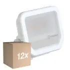 Flerpack 12x Ledvance LED Strålkastare Aluminium Vit 8W 1100lm 100D - 830 Varm Vit | IP66 - Symmetrisk